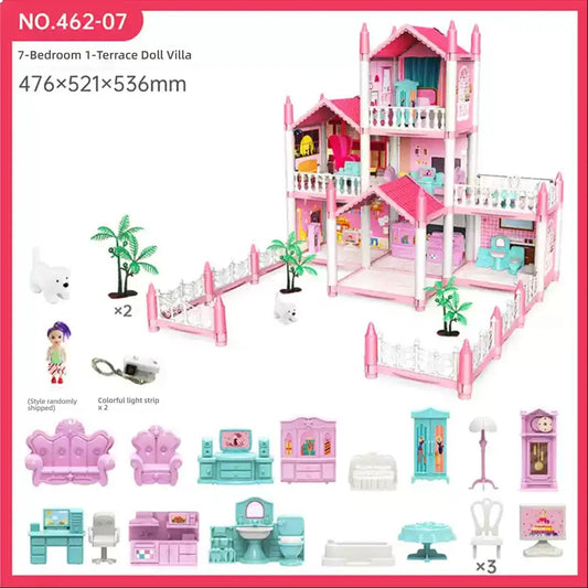 3D DIY Princess Castle Dollhouse Kit - Miniature Villa Model - Gracias Collectibles