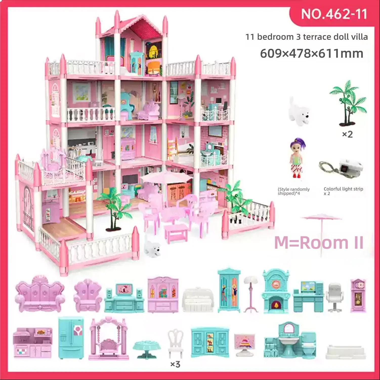 3D DIY Princess Castle Dollhouse Kit -  Miniature Villa Model - Gracias Collectibles