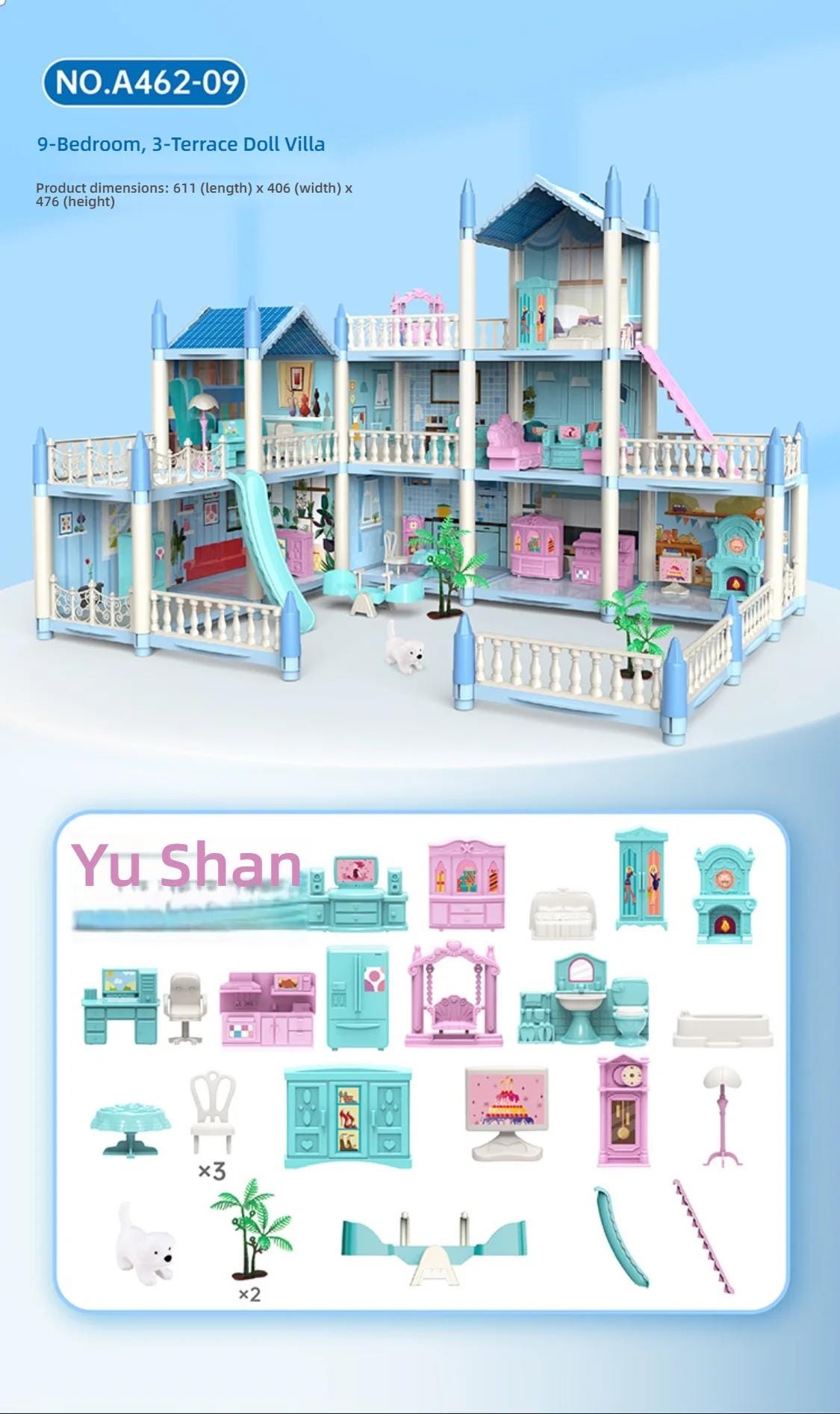 3D DIY Princess Castle Dollhouse Kit -  Miniature Villa Model - Gracias Collectibles