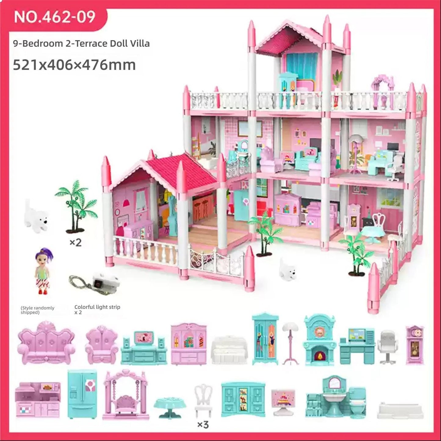 3D DIY Princess Castle Dollhouse Kit -  Miniature Villa Model - Gracias Collectibles