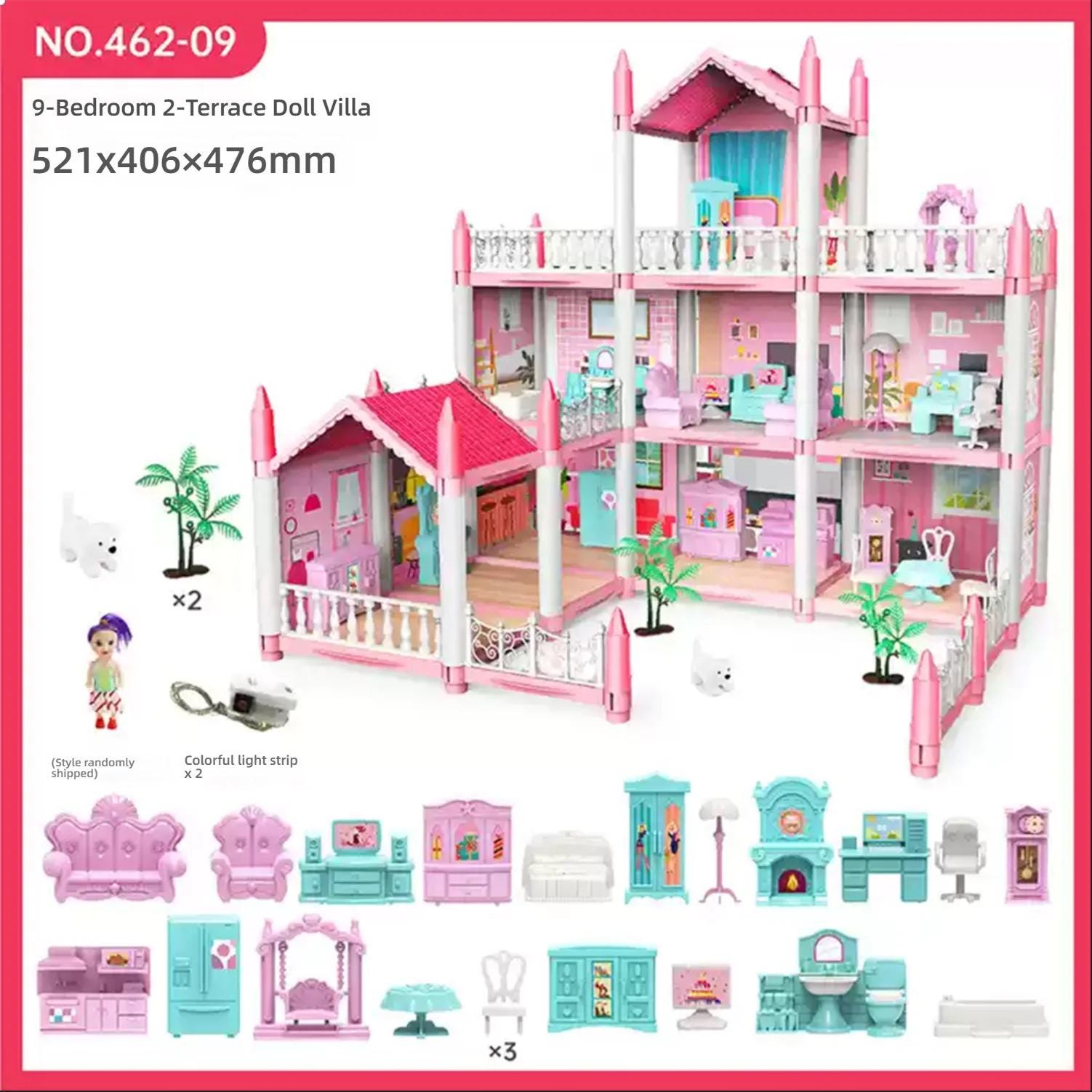 3D DIY Princess Castle Dollhouse Kit -  Miniature Villa Model - Gracias Collectibles