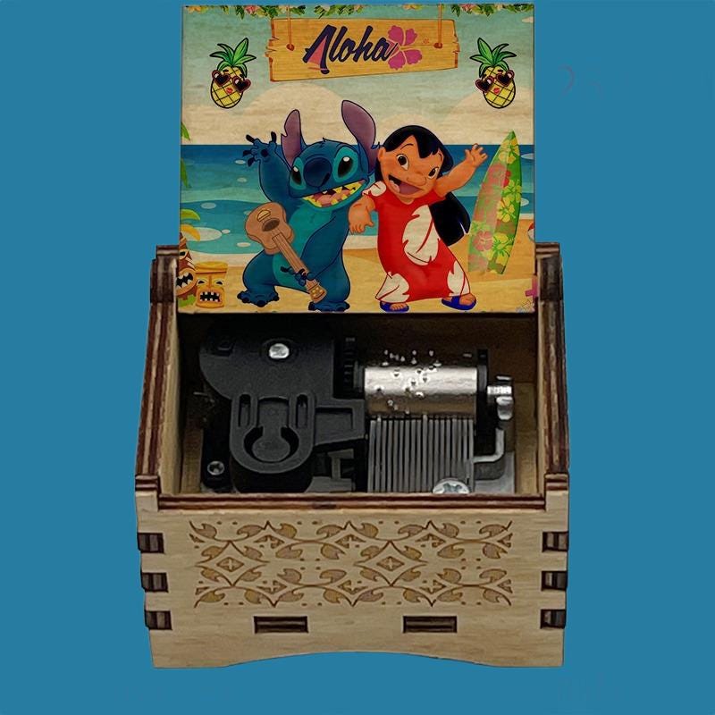 Lilo & Stitch “Ohana Means Family” Hand-Crank Music Box - Gracias Collectibles