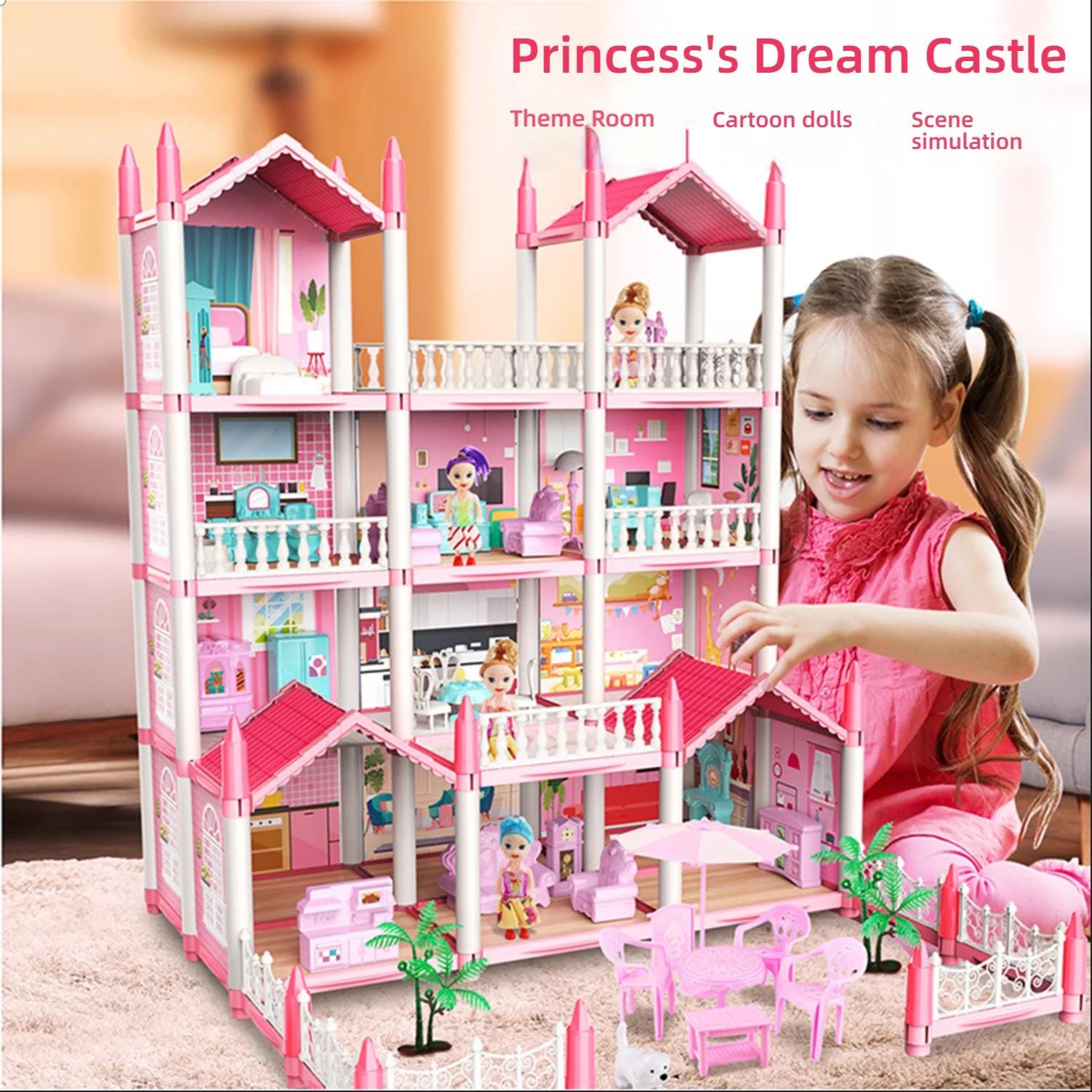 3D DIY Princess Castle Dollhouse Kit -  Miniature Villa Model - Gracias Collectibles