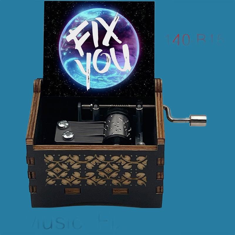 Popular Song “Fix You” Classic Hand-Crank Music Box - Gracias Collectibles