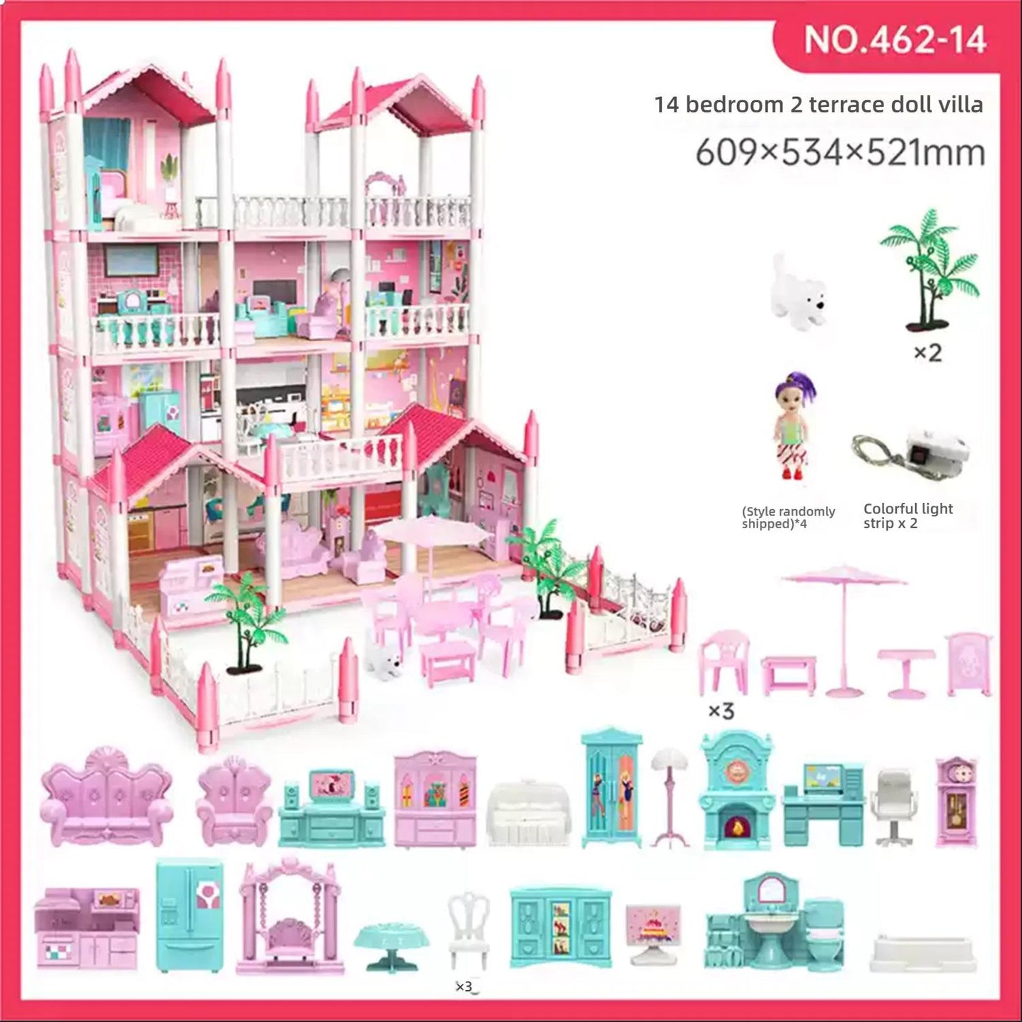 3D DIY Princess Castle Dollhouse Kit -  Miniature Villa Model - Gracias Collectibles