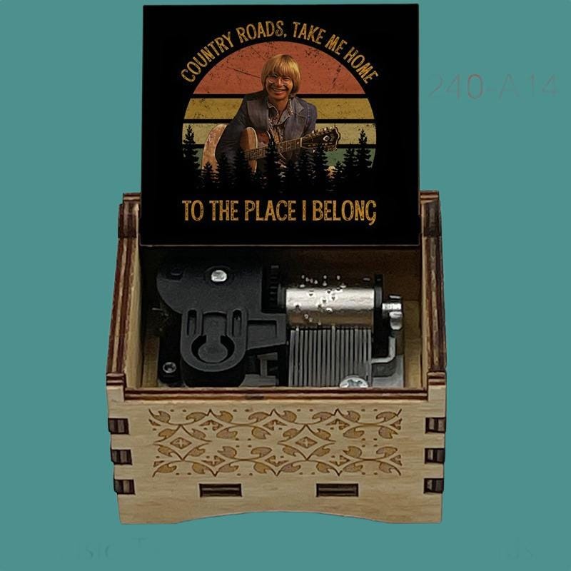 John Denver “Take me home country roads” Classic Hand-Crank Music Box - Gracias Collectibles